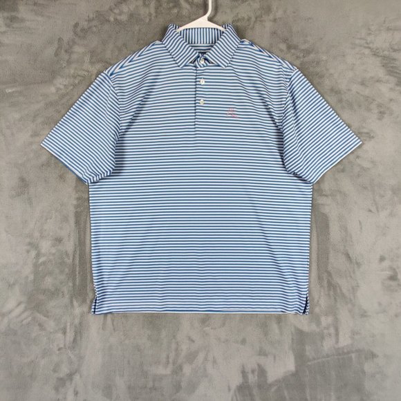 Rhoback Polo Shirt Adult Large Blue White Casual Performance Golf Golfer Men - Picture 1 of 8
